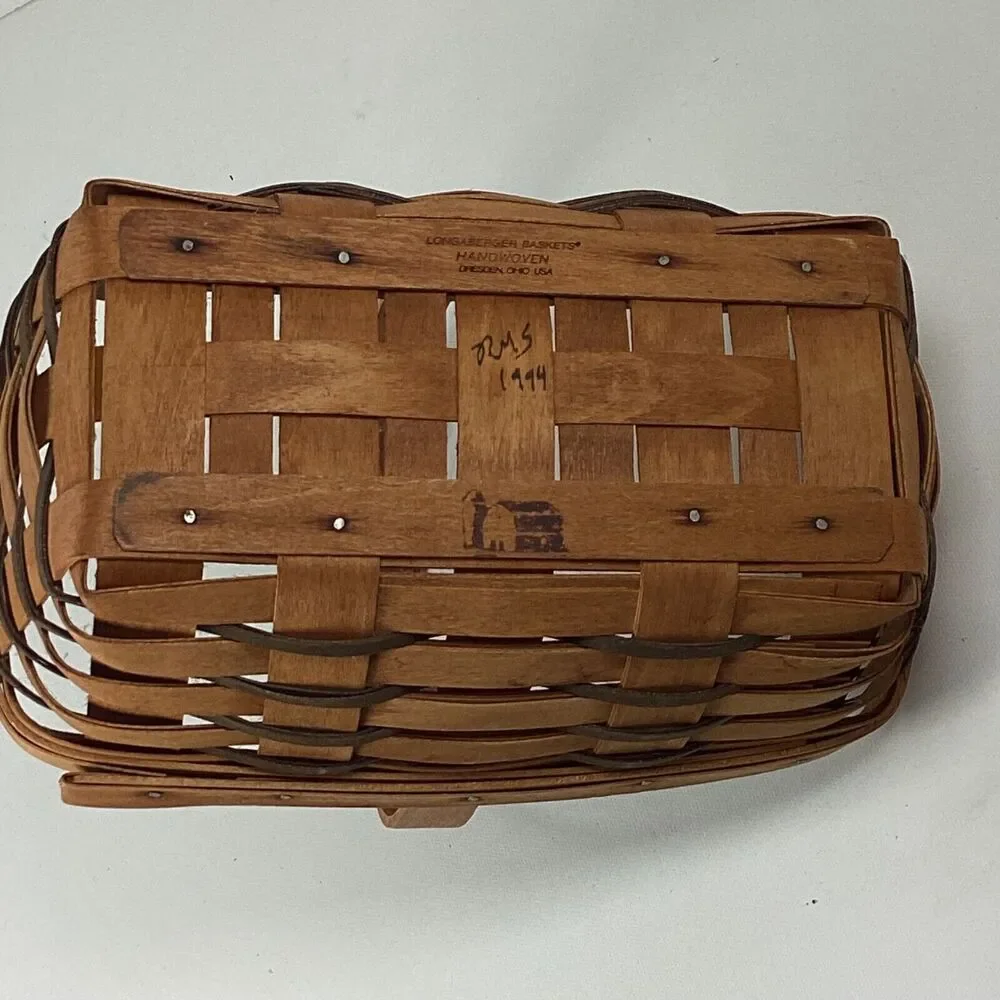 Vintage Longaberger Rectangle Fixed Handle Candle Basket 1994